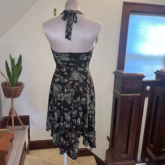 Speechless Y2K Ruched Halter Dress Asymmetrical Hem Size S Forest Fairy Babydoll - Picture 2 of 10